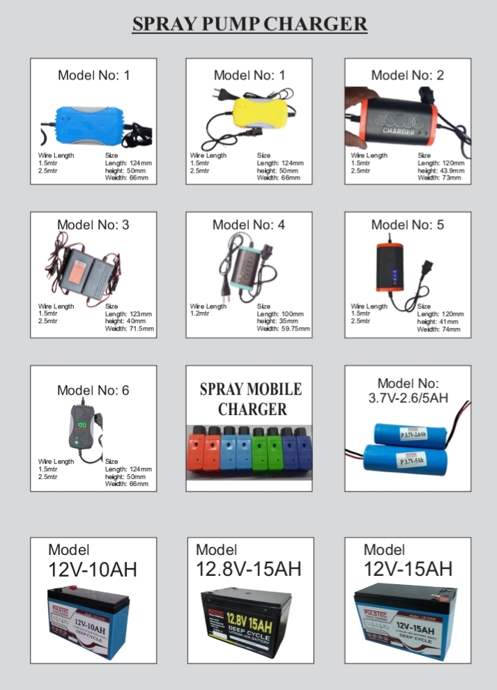 Spray pump chargers, cells and assemblies from PSKA Battery & Power Solutions